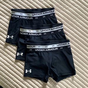 Girls Youth Under Armour Heat Gear Shorty Compression Shorts (3 pair included)